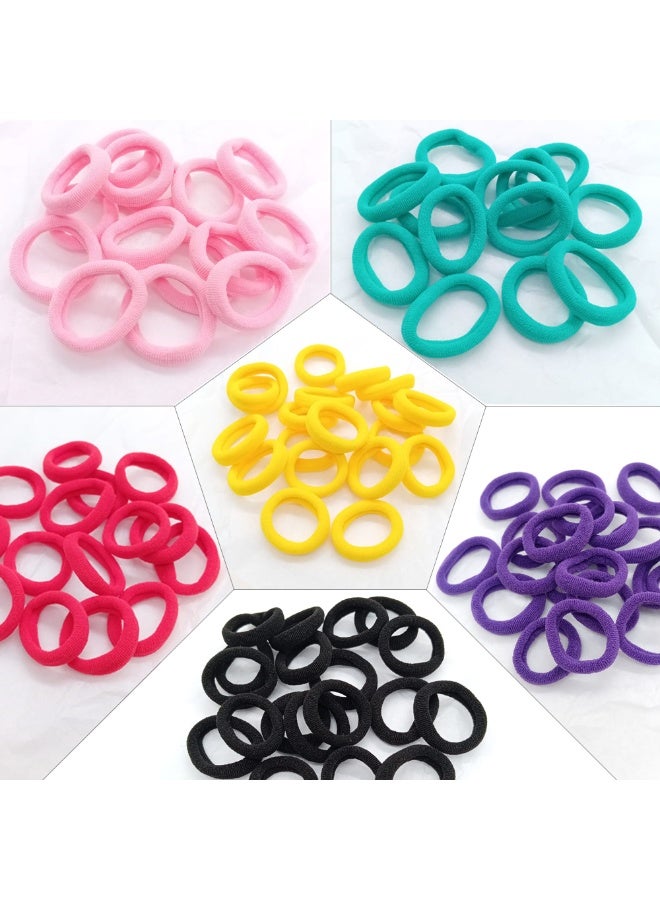 Akarm 100 Pcs Colorful Elastic Hair Bands Set - Assorted Bright Colors - Soft & Damage-Free Hair Ties - Image 2