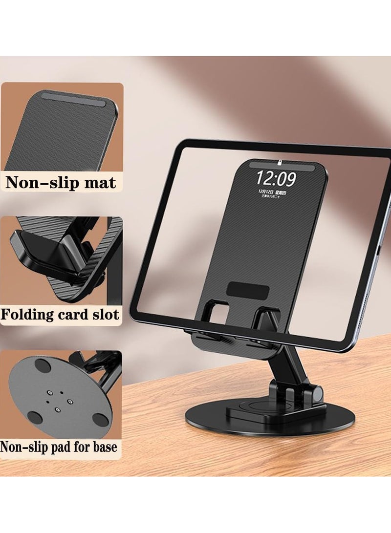 Mobile Phone Stand 360° Rotation Height and Angle Adjustable Cell Phone Stand for Desk Office Foldable Desktop Phone Holder for Smartphone 4-10'' Tablet Holder (Black) - Image 3