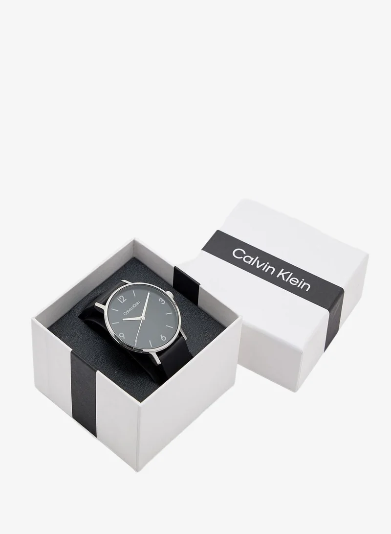Calvin Klein  3-Hand Modern Collection Quartz Movement Watch For Men With Black Leather Strap - 25200437 for Men | Best Price UAE