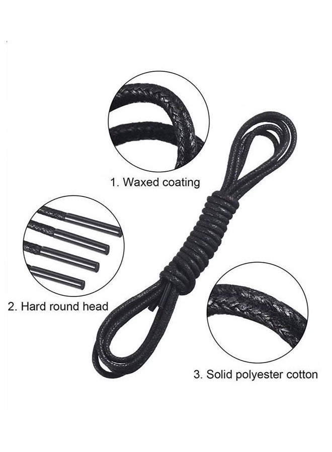 3-Pairs Waxed Round Shoe Laces for Men Women Leather Shoes Winter Martin Boots Black - Image 2