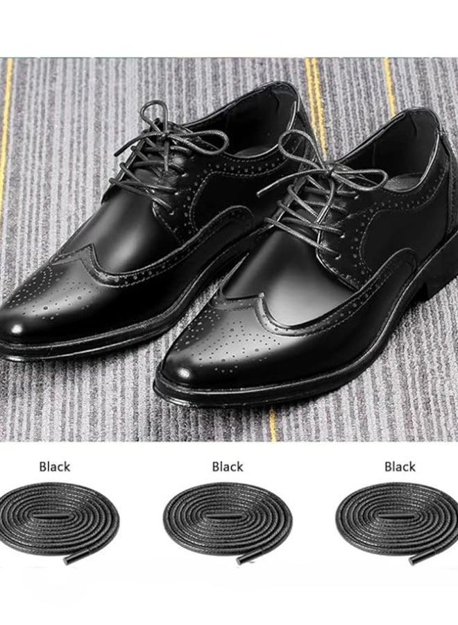 3-Pairs Waxed Round Shoe Laces for Men Women Leather Shoes Winter Martin Boots Black - Image 3