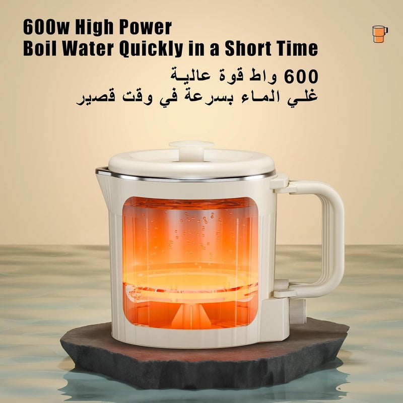  كاو غلاية كهربائية صغيرة KAWU، سعة 800 مل، غلاية شاي محمولة، إبريق شاي كهربائي صغير مع حقيبة تخزين، من الفولاذ المقاوم للصدأ 304، إغلاق تلقائي - Image 5