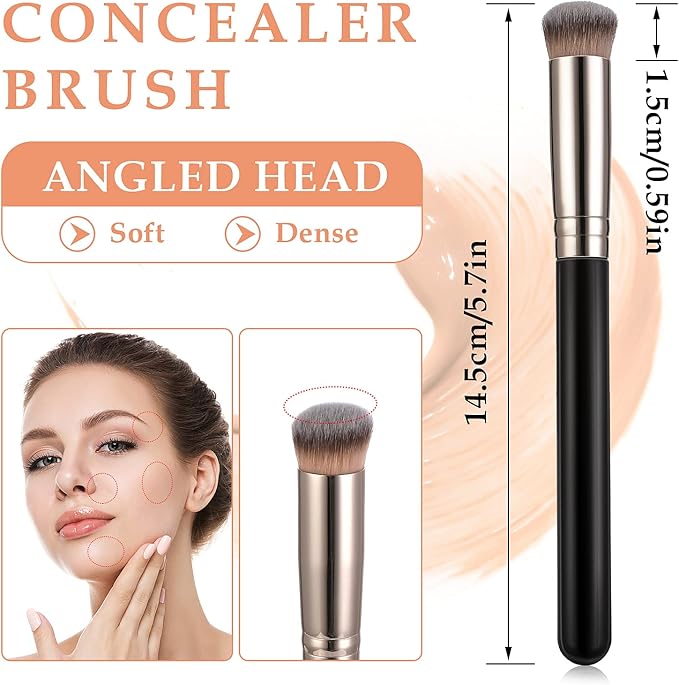 WLLHYF Concealer Brush Foundation Brush Eye Mini Angled Flat Top Kabuki Nose Contour Brush Liquid Blending Mineral Powder Makeup Tools Style A - Image 3