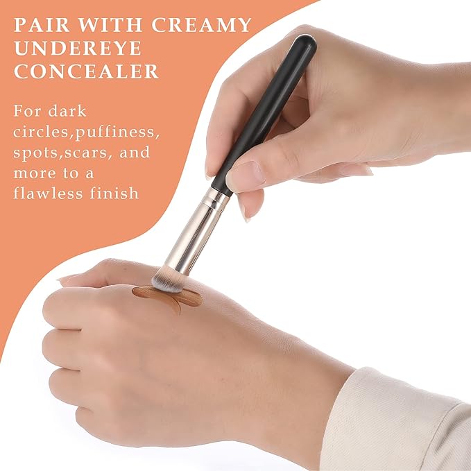 WLLHYF Concealer Brush Foundation Brush Eye Mini Angled Flat Top Kabuki Nose Contour Brush Liquid Blending Mineral Powder Makeup Tools Style A - Image 5