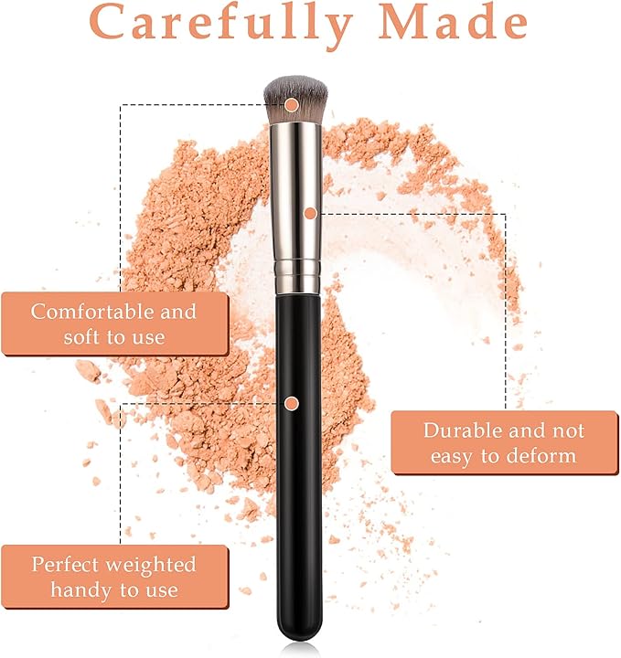 WLLHYF Concealer Brush Foundation Brush Eye Mini Angled Flat Top Kabuki Nose Contour Brush Liquid Blending Mineral Powder Makeup Tools Style A - Image 4