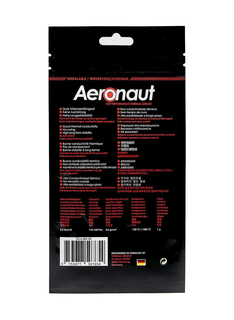 Thermal Grizzly - Aeronaut Thermal Paste 1 Gram - Thermal Conductivity of 8.5KW - Non Conductive - designed for Overclocking - Long-term durability - Image 1