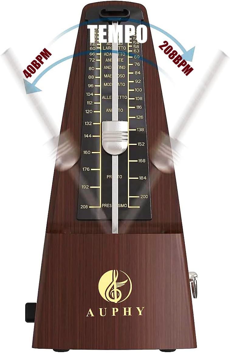 AUPHY Store Mechanical Metronome with Accent Bell, Classic Shape, Accurate Beat, Multiple Beat Modes, Suitable for Piano Guitar Drums Violin Saxophone etc（Wood Grain） - Image 4