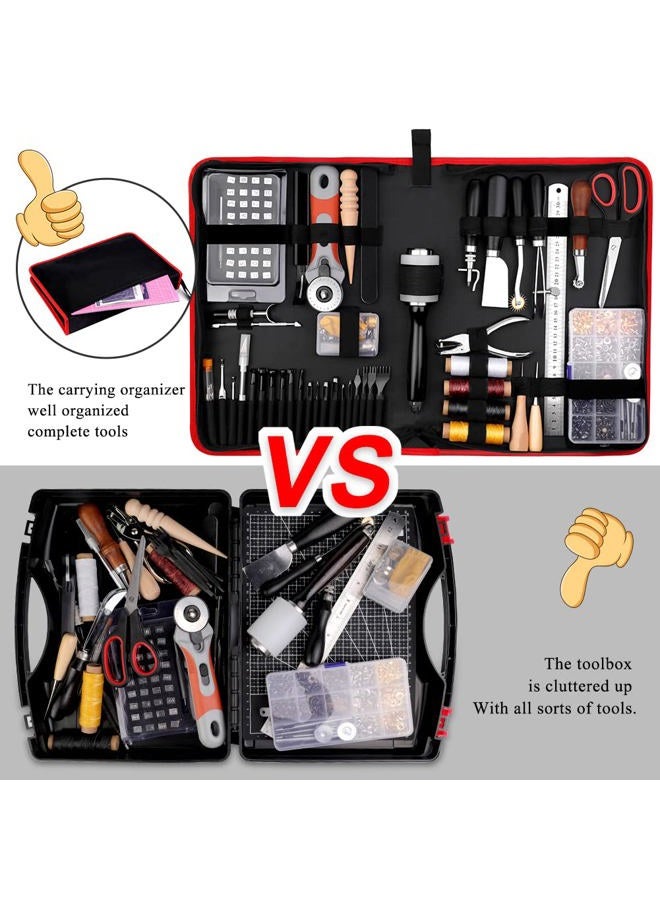 IMZAY 415 PCS Leather Working Kit, Leather Tool Kit, Leather Crafting Kit with Leather Working Tools Punching Sewing Stamping Sanding Tools for Leather Working Professional - Image 4