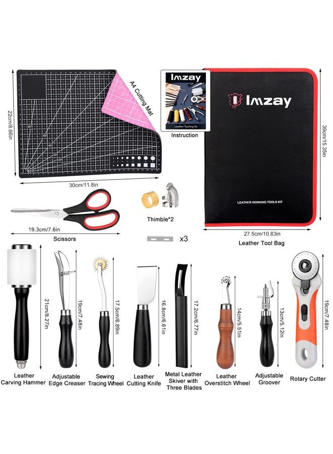IMZAY 415 PCS Leather Working Kit, Leather Tool Kit, Leather Crafting Kit with Leather Working Tools Punching Sewing Stamping Sanding Tools for Leather Working Professional - Image 2