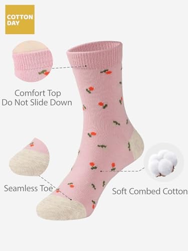 COTTON DAY 7 Days of the Week Gift Box Kids Girls Short Socks Cute Floral Design 4-6 years Size S (6) - Image 2
