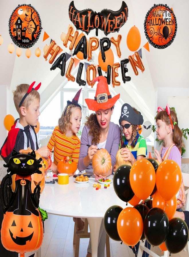 DECGOL 47pcs Happy Halloween Balloons Banner, Black Orange Latex Balloons Large Cat Pumpkin Foil Balloons for Halloween Party Decorations - Image 4