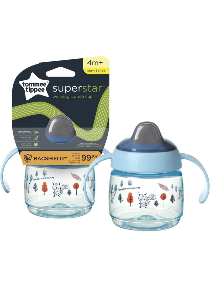 tommee tippee Superstar Sippee Weaning Cup Shake Proof & Bacshield Easy Grip Handles 4M+ 190 ML - Image 5