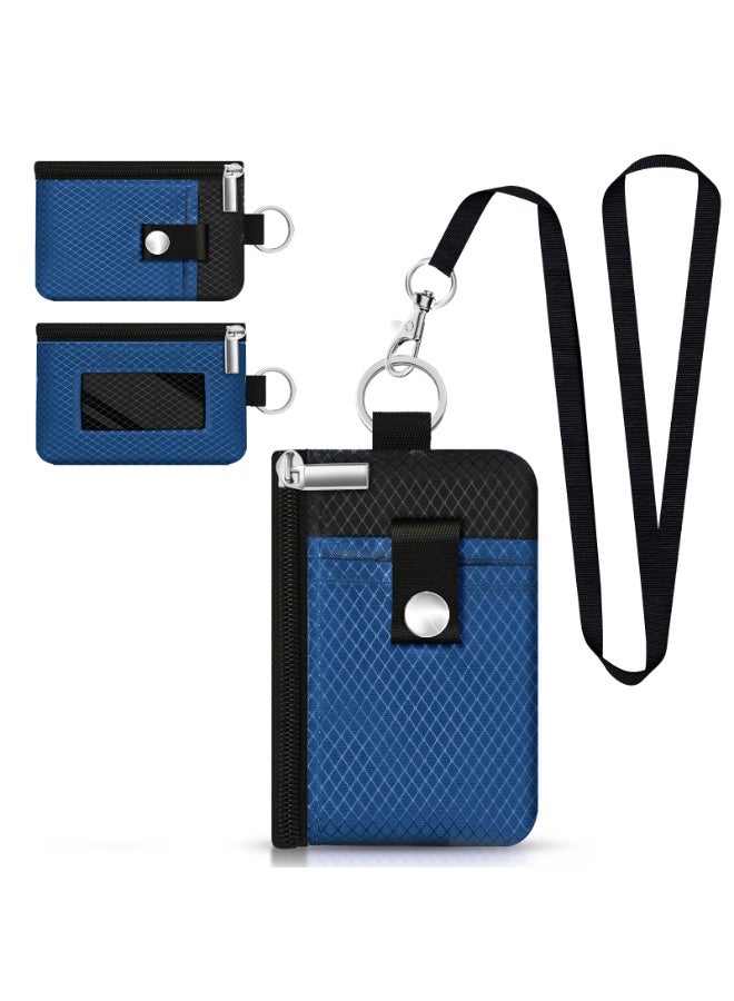 Minimalist RFID Blocking Small Wallet with ID Window,WaterResistant Zip Id Case Wallet with Lanyard Keychain for Cards,Cash,Travel,Women,Men - Image 1