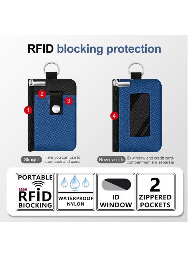 Minimalist RFID Blocking Small Wallet with ID Window,WaterResistant Zip Id Case Wallet with Lanyard Keychain for Cards,Cash,Travel,Women,Men - Image 2