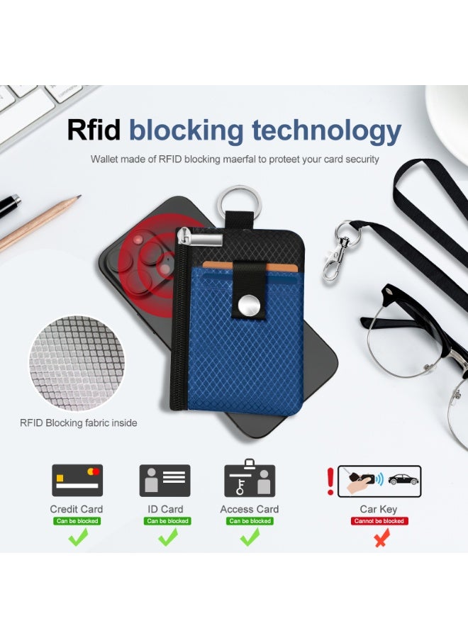 Minimalist RFID Blocking Small Wallet with ID Window,WaterResistant Zip Id Case Wallet with Lanyard Keychain for Cards,Cash,Travel,Women,Men - Image 4