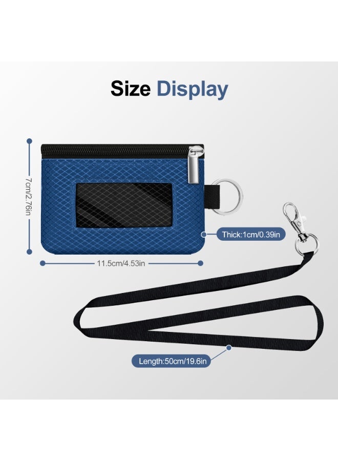 Minimalist RFID Blocking Small Wallet with ID Window,WaterResistant Zip Id Case Wallet with Lanyard Keychain for Cards,Cash,Travel,Women,Men - Image 5