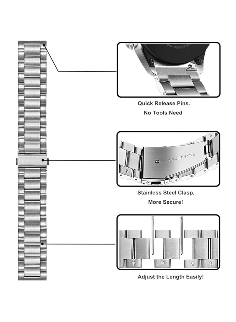 Beauenty Stainless Steel BandCompatible with Huawei Watch GT4 46mm Replacement Wristband Metal Watch Band for Huawei Gt4 Watch Strap 22mm (Silver) - Image 5