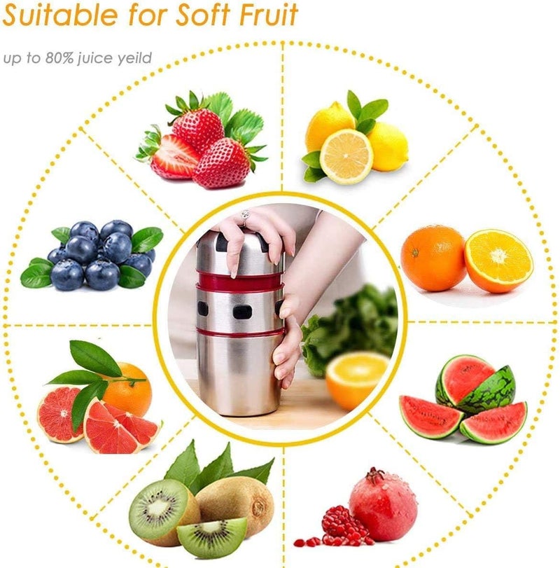UBOYLI Manual Citrus Juicer, Orange Juicer Portable Stainless Steel Hand Press Grapefruit Squeezer Lid Rotation Squeezer for Lemons, Tangerines and Other Fruits - Image 5