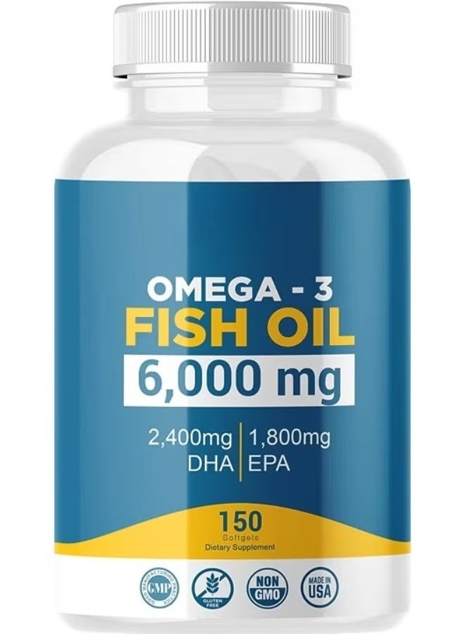 أوميغا أحماض أوميجا 3 من زيت السمك بمركبة عالية من إيبي إيه و دي إيه أ - تدعم الدماغ والكبد والقلب والمناعة - 150 كبسولة ناعمة - Image 1