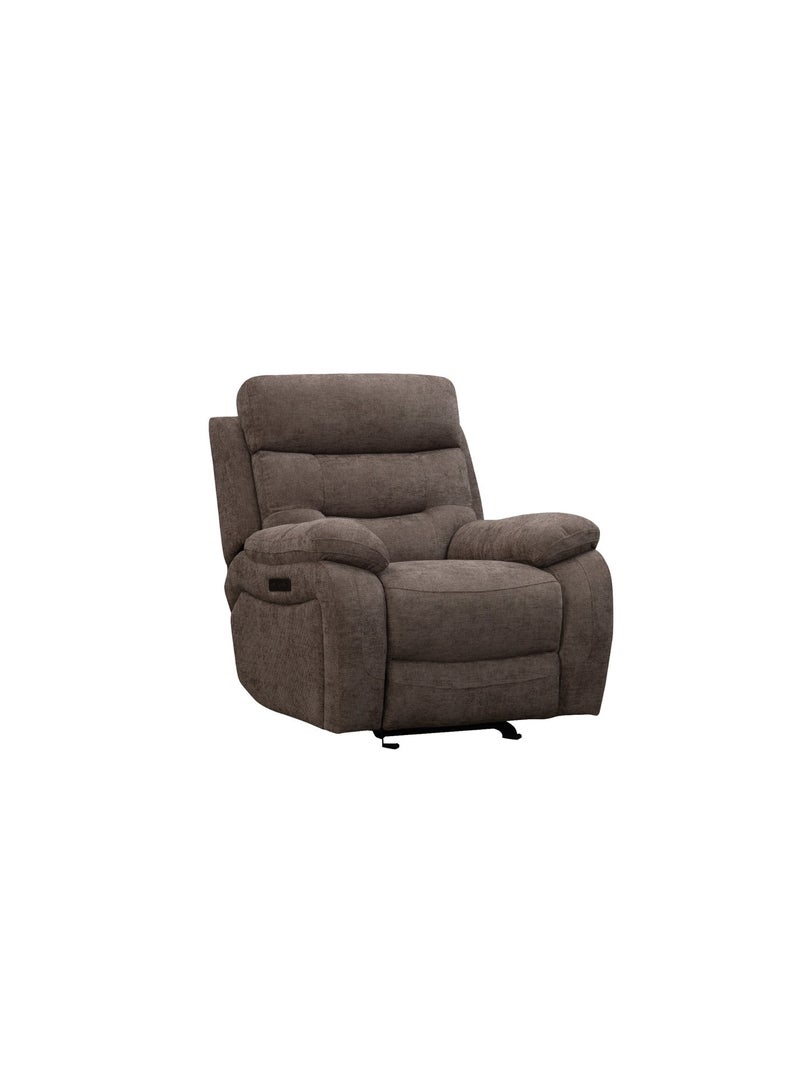 KING KOIL Noah Power Glider Recliner, Fabric Warm Brown - Image 3
