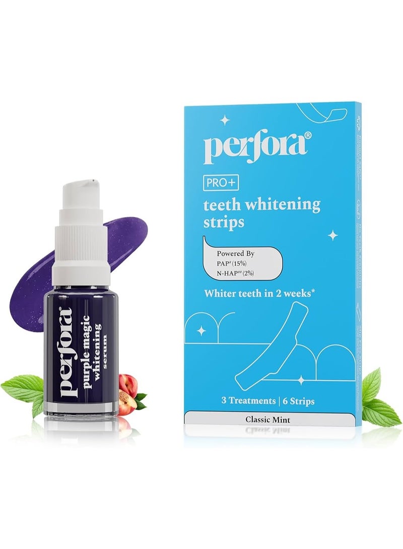 Perfora Teeth Whitening Combo - Whitens Teeth in 1 Use | Enamel-Safe & Sensitivity-Free Oral Care Formula For Tooth Stain Removal | Purple Toothpaste- 75gm, Teeth Whitening Strips-Pack of 3 & Purple Serum - 10ml - Image 2