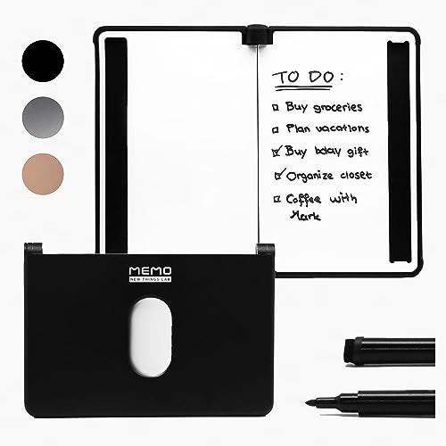 New Things Lab MEMO Whiteboard Wallet - An Innovative Mini Pocket Notebook & Aluminum RFID Blocking Wallet for Men & Women - Dry Erase Notepad w/ 6 Card Slots, Pen & Magnet Closure - Charcoal Black - Image 1