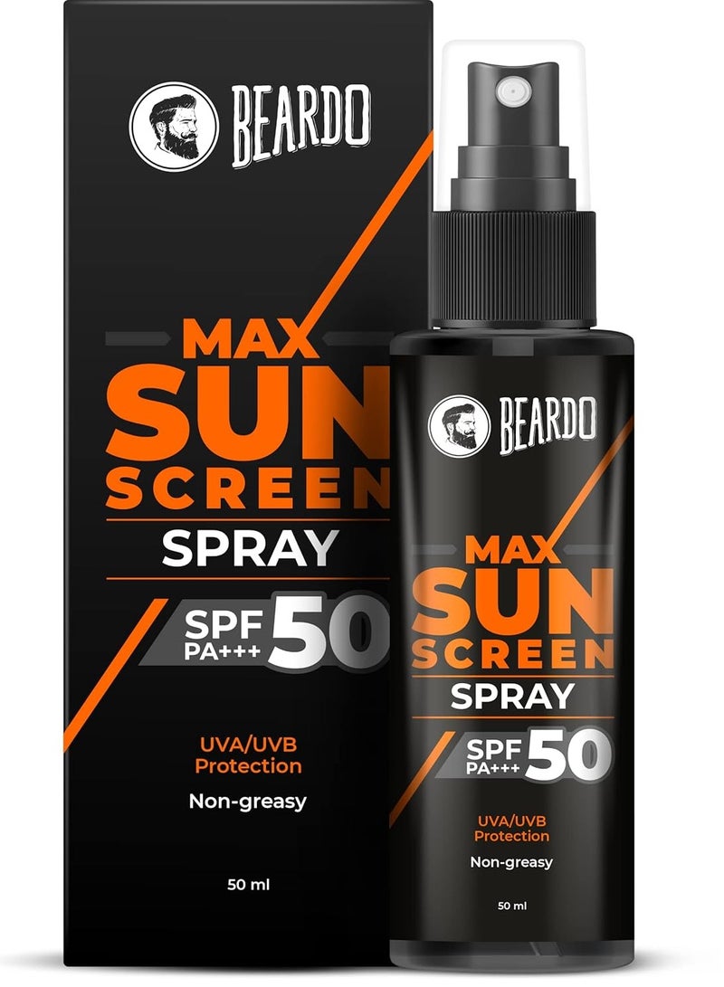 Beardo Max Sunscreen Spray SPF 50 For Oily Acne Prone Skin 50ml - Image 1