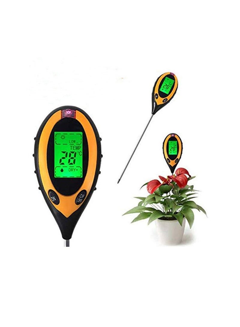 4 in 1 Digital Garden Soil Tester Moisture thermometer Sunlight Ph Meter Temperature Tester C/F with Backlight  - Image 1