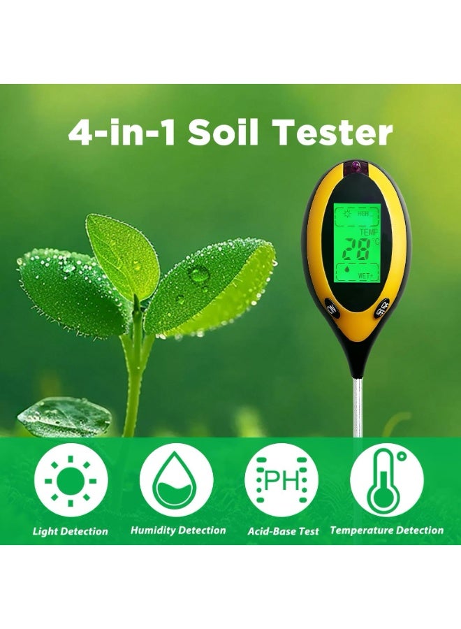 4 in 1 Digital Garden Soil Tester Moisture thermometer Sunlight Ph Meter Temperature Tester C/F with Backlight - Image 2
