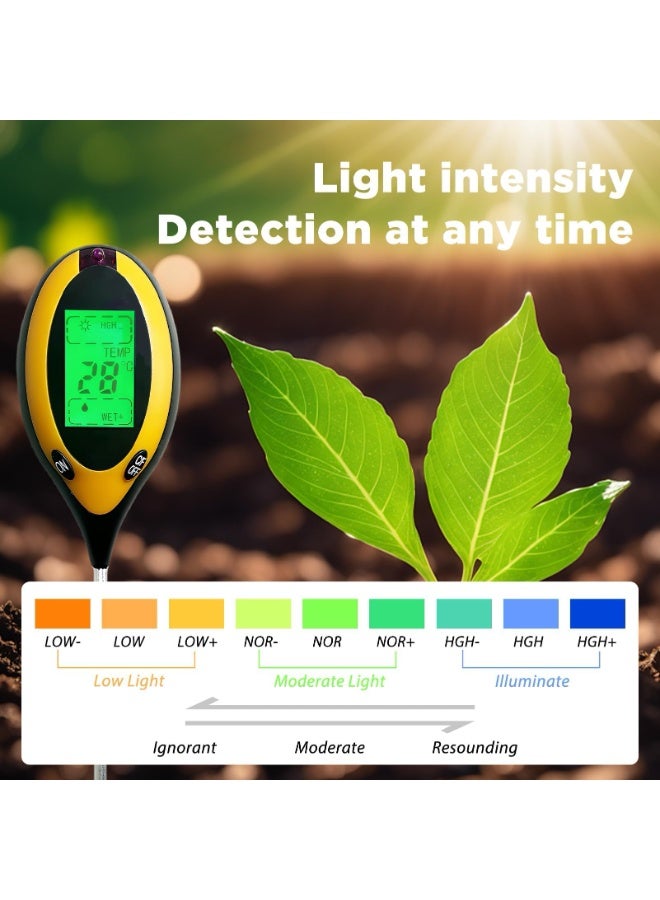 4 in 1 Digital Garden Soil Tester Moisture thermometer Sunlight Ph Meter Temperature Tester C/F with Backlight - Image 4