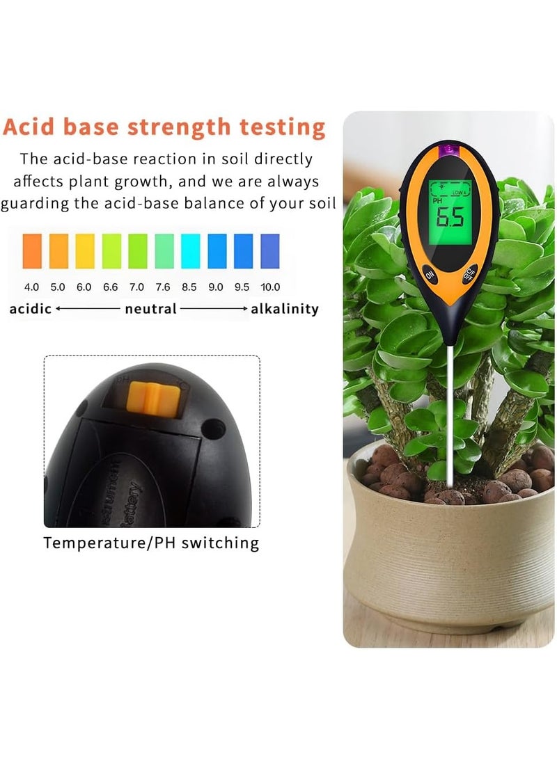 4 in 1 Digital Garden Soil Tester Moisture thermometer Sunlight Ph Meter Temperature Tester C/F with Backlight - Image 5