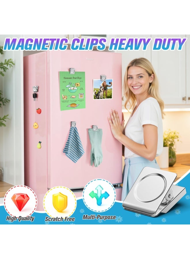 6 Pcs 30mm Large Magnetic Clips Heavy Duty for Notes, Strong Fridge Refrigerator Magnets Chip Clip for Organization,Whiteboard, Classroom, Cruise, Office - Image 2