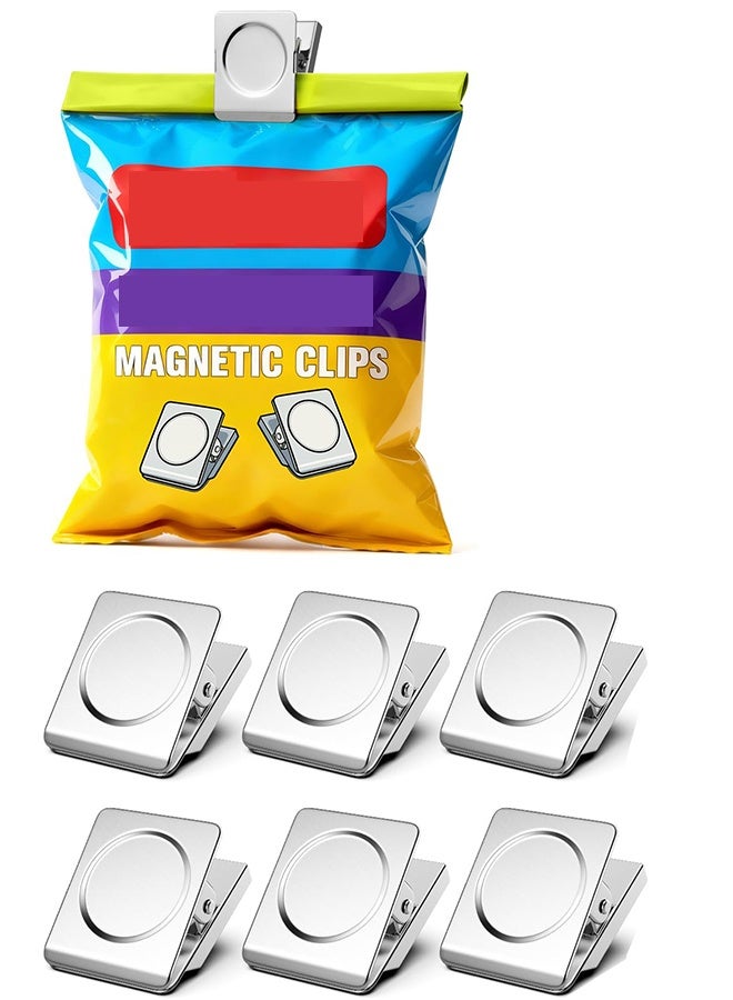 6 Pcs 30mm Large Magnetic Clips Heavy Duty for Notes, Strong Fridge Refrigerator Magnets Chip Clip for Organization,Whiteboard, Classroom, Cruise, Office - Image 1