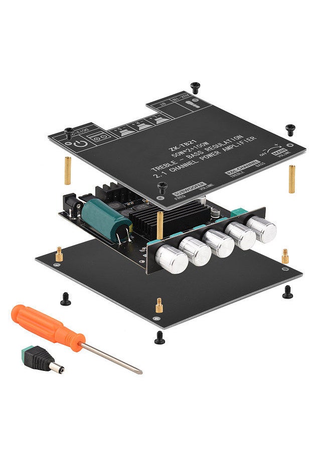 Generic - 2.1 Channel Subwoofer Power Amplifier Module Diy Kit 50Wx2+100W Treble Bass Volume Control Dc 12-24V Bt Audio Amplifier Board Stereo Speaker Digital Amp For Audio System - Image 1