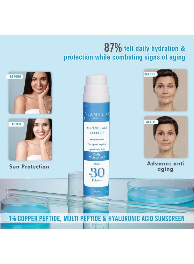 Glamveda 1% Copper peptide Advance Age Support Sunscreen SPF 30 +++ for Men and Women with Centella Asiatica | Broad-spectrum Sunscreen with Advanced Blue Light Filter | UVA/UVB Protection | 50gm - Image 5