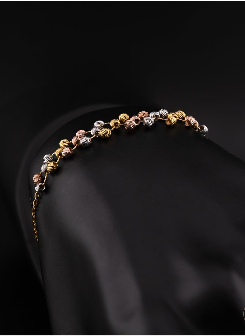 AAZ Jewellery L.L.C - Tri-Colour Beads 22K Gold Bracelet - Image 1