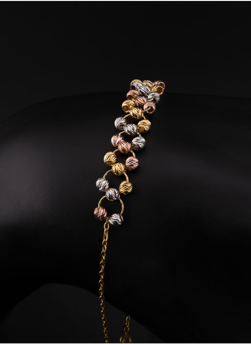 AAZ Jewellery L.L.C - Tri-Colour Beads 22K Gold Bracelet - Image 1