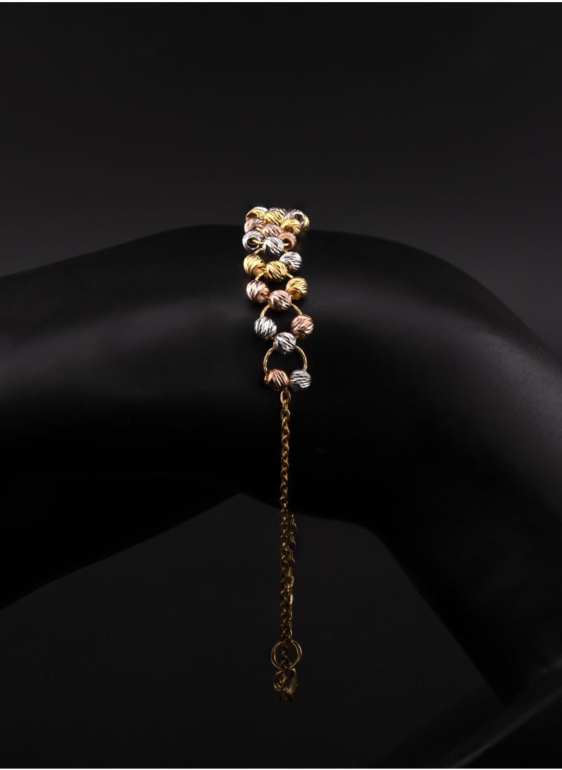 AAZ Jewellery L.L.C - Tri-Colour Beads 22K Gold Bracelet - Image 1