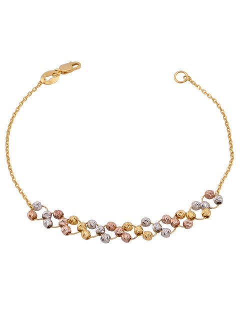 Tri-Colour Beads 22K Gold Bracelet