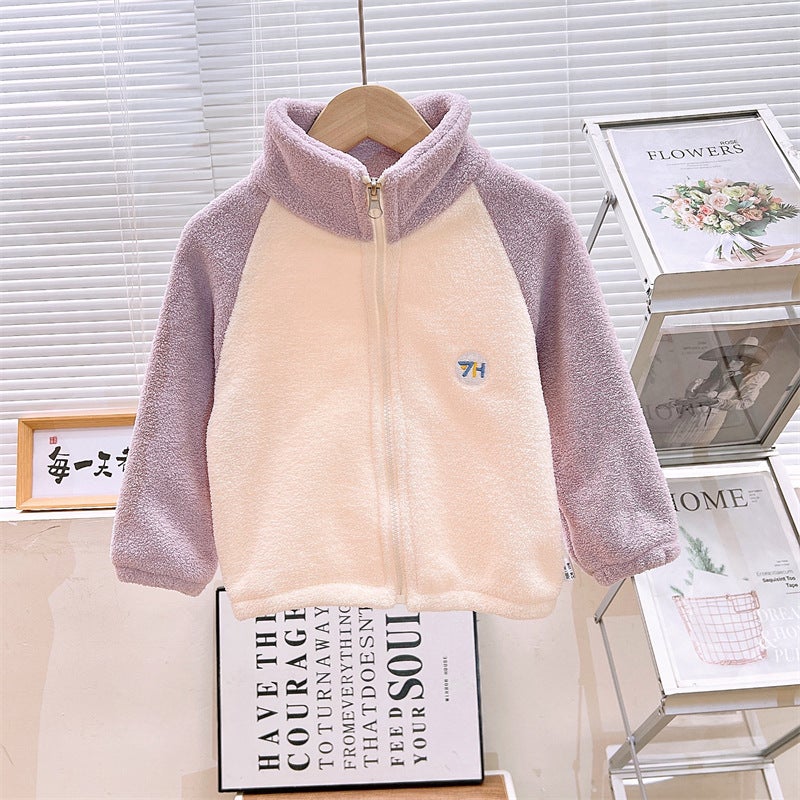 Children'S Coat Spring Autumn Winter Sweet Puff Velvet Out Cardigan Baby'S Jacket Boys' And Children'S Jacket Children'S Clothing - Image 1