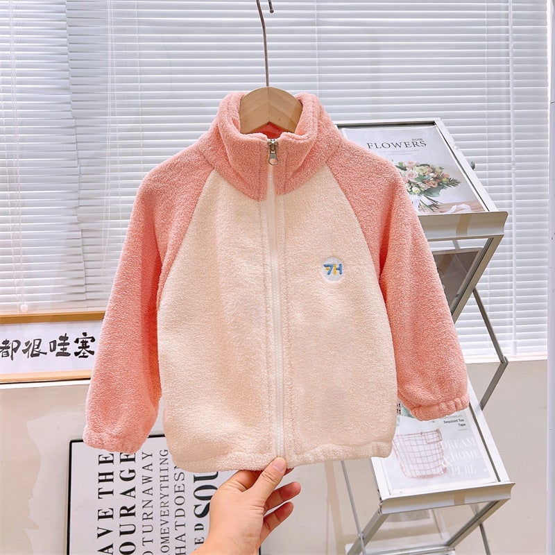 Children'S Coat Spring Autumn Winter Sweet Puff Velvet Out Cardigan Baby'S Jacket Boys' And Children'S Jacket Children'S Clothing - Image 5