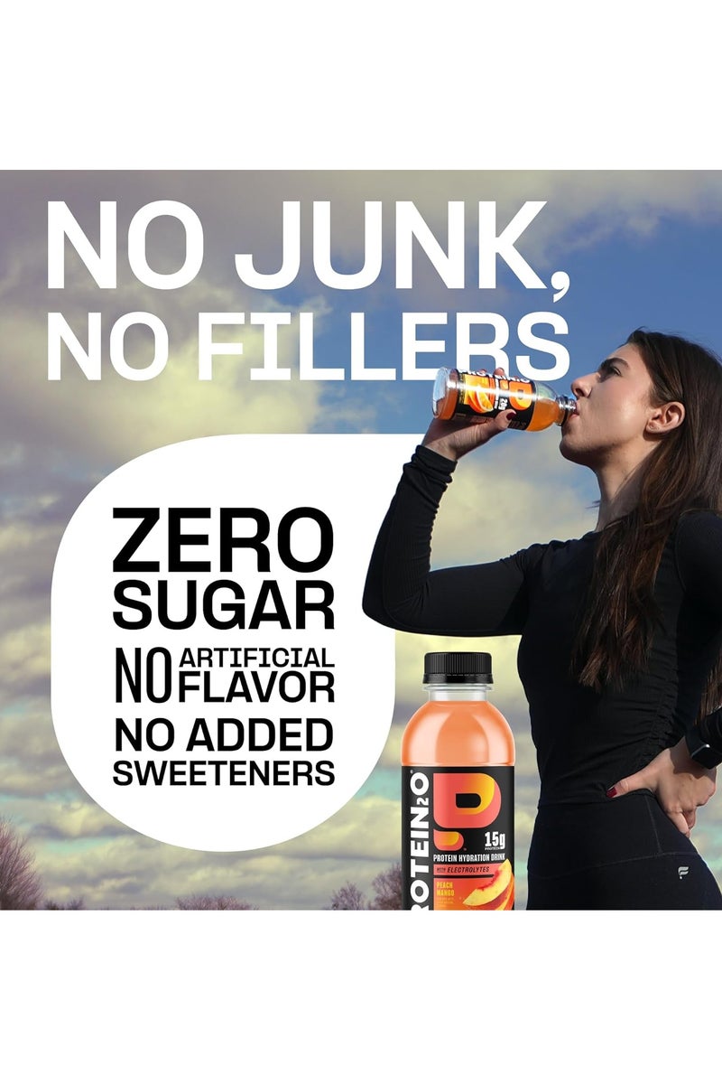 بروتين 20 ماء مملوء بالبروتين بالإضافة إلى الطاقة مع الخوخ والمانجو 500 مل، عبوة من 12 قطعة - Image 2