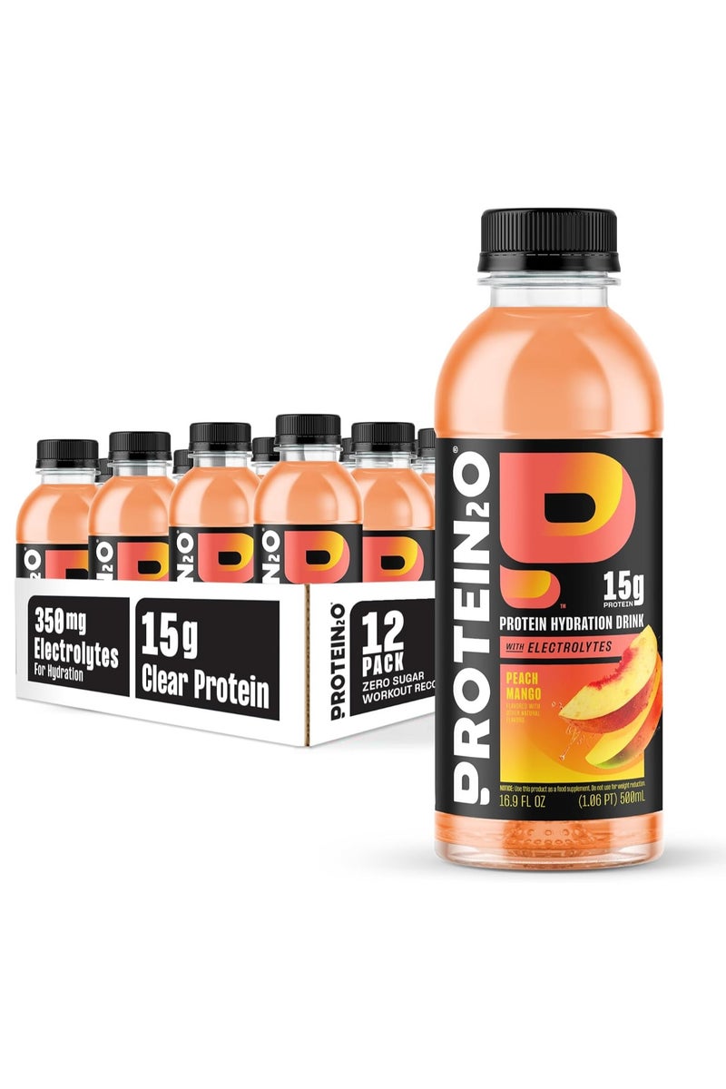 بروتين 20 ماء مملوء بالبروتين بالإضافة إلى الطاقة مع الخوخ والمانجو 500 مل، عبوة من 12 قطعة - Image 1