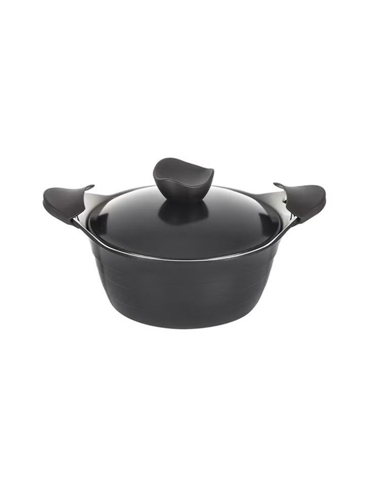 Korkmaz وعاء كسرولة أسود/فضي سعة 3 لتر صديق للبيئة مع غطاء – مقاوم للخدوش والانكسار – خالي من البقع والروائح – مصمم ليدوم طويلاً وسهل التنظيف