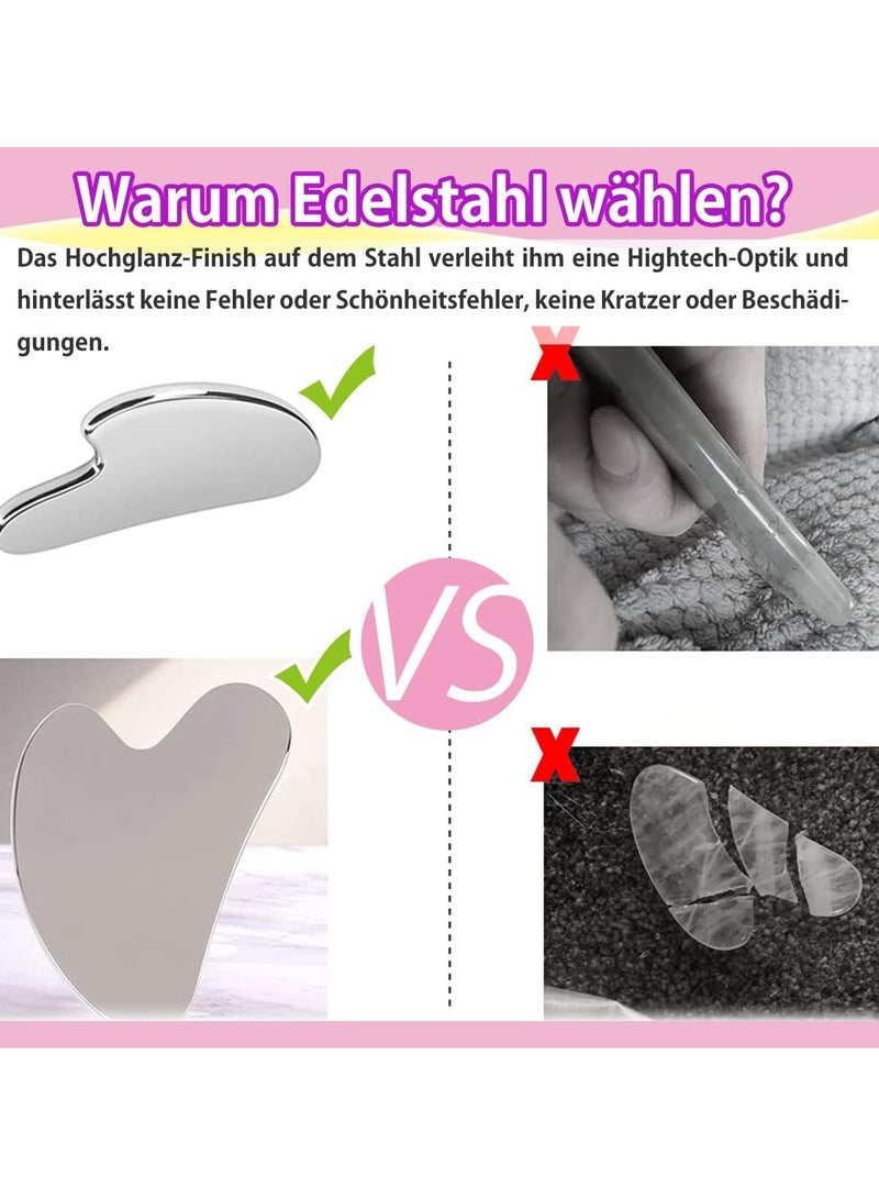 Metal Gua Sha Tool for Face and Body - Made of Stainless Steel Facial Massage, Skin Tightening, and Puffiness Reduction for Natural Skin Care - Image 3