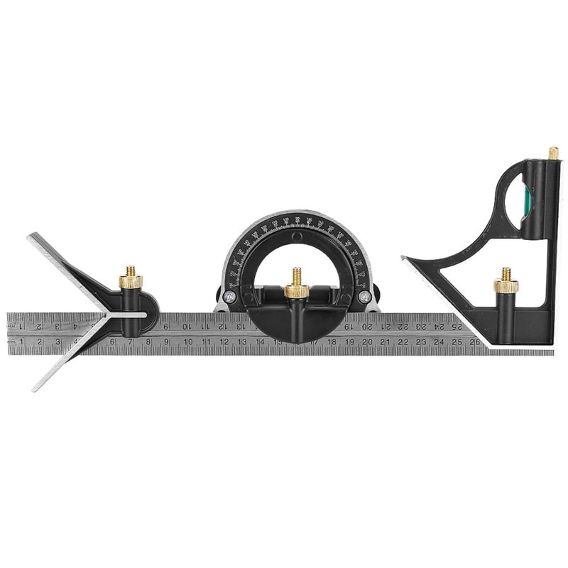 FTVOGUE Stainless Steel T Square Ruler, Adjustable Sliding Combination Protractor Level Measuring Tool for Woodworking and DIY Projects - Image 1