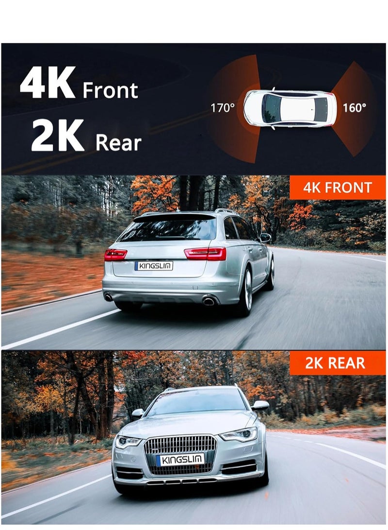 4K Dash Cam Front and Rear Camera – 4K+1080P Dual Dash Camera for Cars with 64GB SD Card, WiFi & App Control, Night Vision, Parking Mode, G-Sensor, Loop Recording, 170° Wide Angle - Image 3