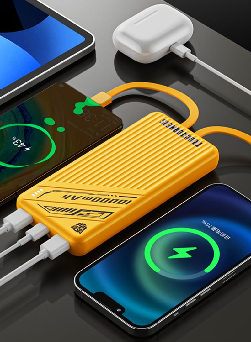 TRANSFORMERS TF-D28 10000mAh Power Bank with Dual USB-A, Type-C & Lightning Outputs – Fast Charging, High-Efficiency, and Multiple Ports for All Devices - Yellow - Image 2
