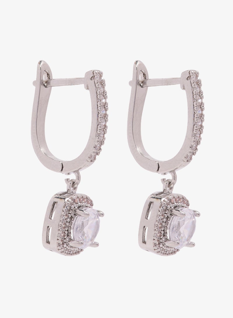 ايلا أقراط فضية صغيرة متدلية مرصعة بالكريستال - Image 1