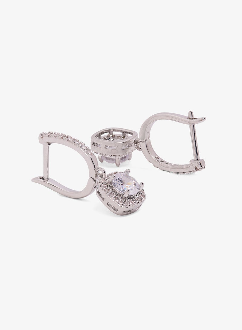 ايلا أقراط فضية صغيرة متدلية مرصعة بالكريستال - Image 2